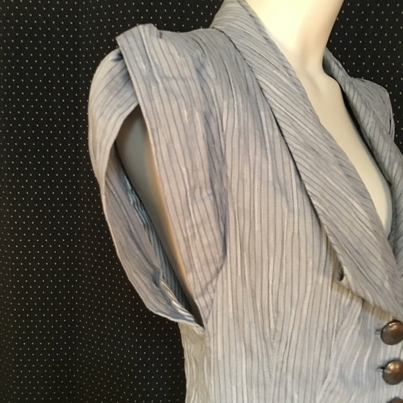 Nanette Lepore Gray Striped Cap Sleeve Blazer - Picture 5 of 8